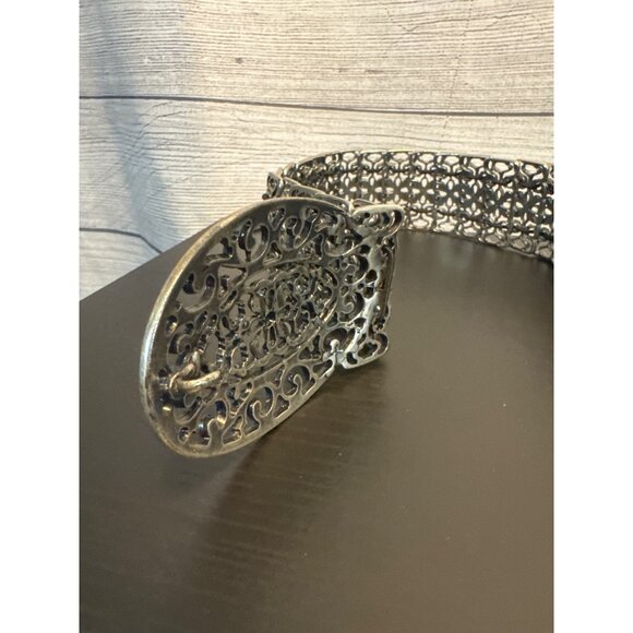 Vintage Silver Filigree Belt With Ornate Buckle - Picture 2 of 3